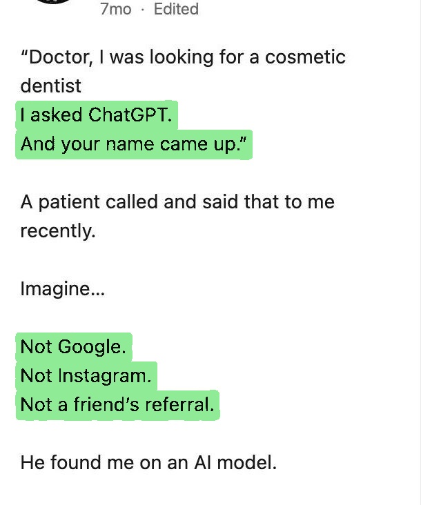 Patient quote relayed by Dr. Maroof Beg: I asked ChatGPT. And your name came up.