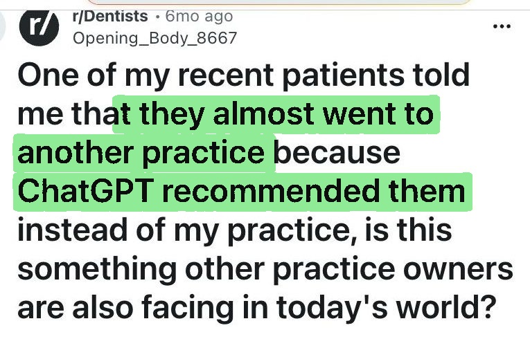Reddit thread about a patient who chose the practice ChatGPT recommended